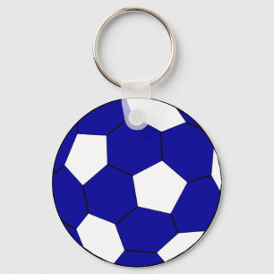 Football blauw en wit sleutelhanger