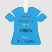 Football Bleu, Blanc & Or Ornement Jersey (dos)