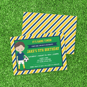 Football bleu jaune Invitation Anniversaire