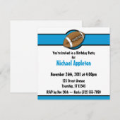 Football Blue Invitations Anniversaire (Devant / Derrière)
