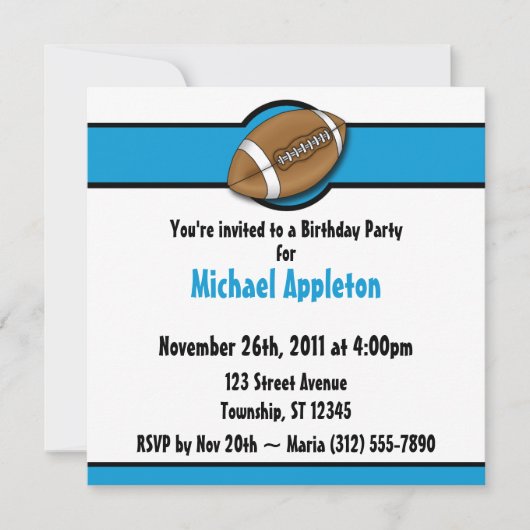 Football Blue Invitations Anniversaire (Devant)
