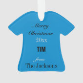 Football Blue Silver Black & White Jersey Ornement (dos)