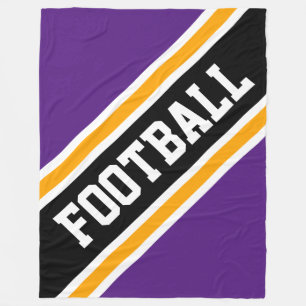 FOOTBALL Bold Diagonaal Zwart Royal Paarse Strepen Fleece Deken