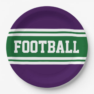 FOOTBALL Bold Groen Paarse Witte Racing Stripes Papieren Bordje