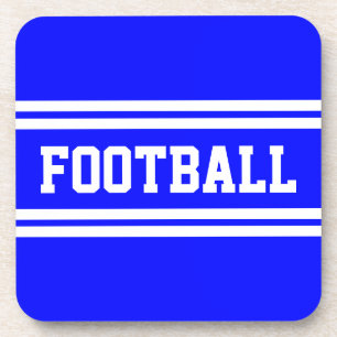 FOOTBALL Bold Helderblauw Wit Racing Stripes Bier Onderzetter