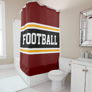 FOOTBALL Bold Rood Zwart Geel Racing Stripes Douchegordijn
