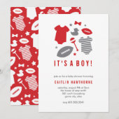 Football Boy Baby shower Kaart (Voorkant / Achterkant)