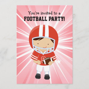 Football Boy in Red and White Birthday Party Kaart