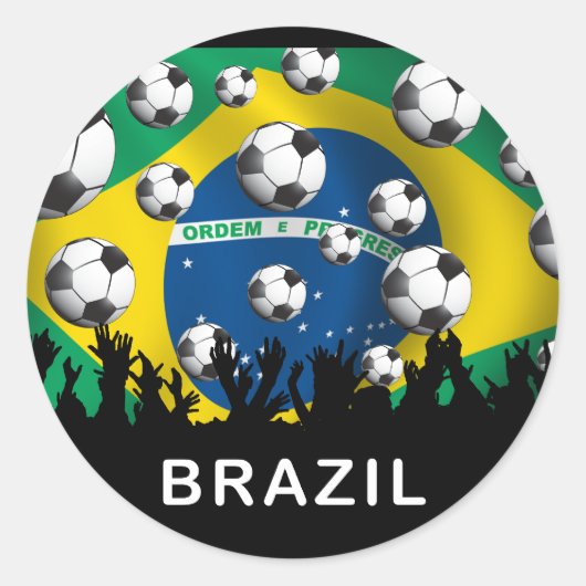 Football Brazilië Ronde Sticker (Voorkant)