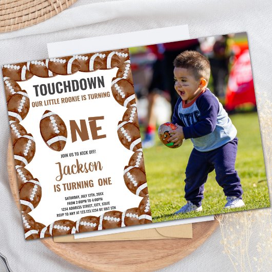 Football Brown Invitations d'anniversaire avec pho