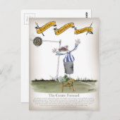 football centrum naar voren blauw witte strepen briefkaart (Voorkant / Achterkant)