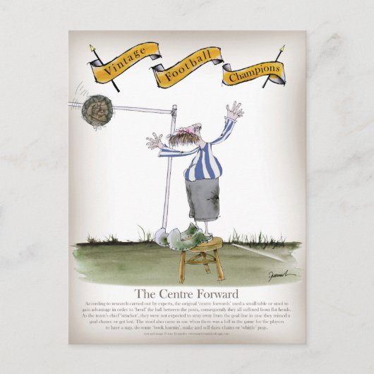 football centrum naar voren blauw witte strepen briefkaart (Voorkant)