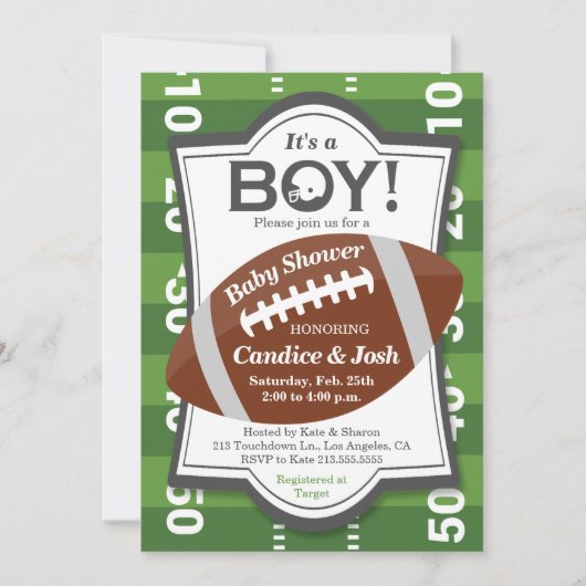 Football C'est une invitation à un Baby shower (Devant)