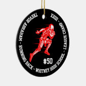 Football Champion Player Monogram Team School Red Keramisch Ornament (Rechts)