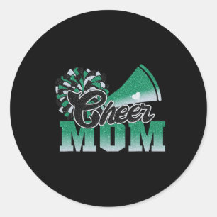 Football Cheer Mom Groen Wit Zwart Pom Luipaard Ronde Sticker
