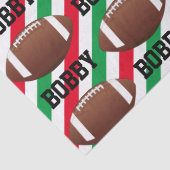 Football Christmas Naam toevoegen Streep Rood & Gr Tissuepapier (Detail)