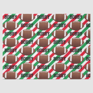 Football Christmas Naam toevoegen Streep Rood & Gr Tissuepapier