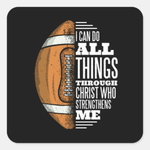 Football Christus Sterke Vertrouw Jezus Vierkante Sticker