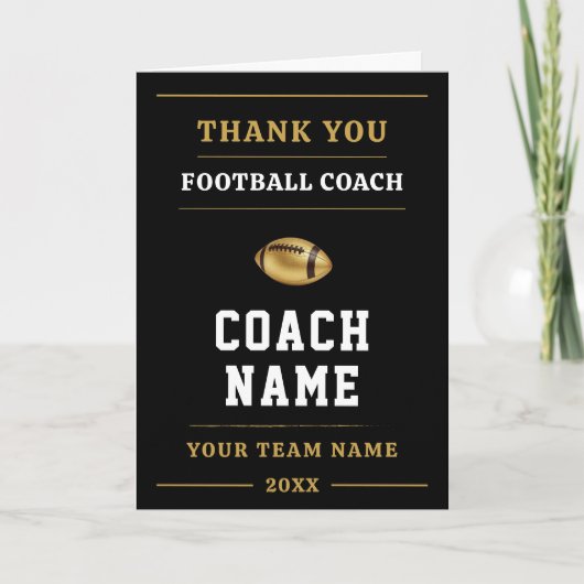 Football Coach Team Appreciation Gift Bedankkaart (Voorkant)