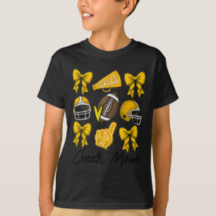 Football Coquette Bow Cheer Mom Geel T-shirt