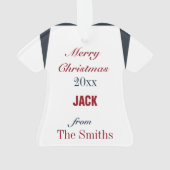 Football Deep Blue, Red & White Jersey Orament (dos)