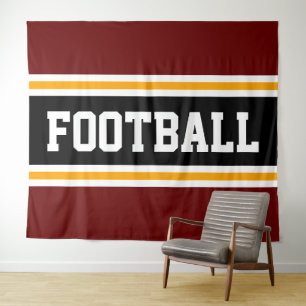 FOOTBALL Deep Red Black Yellow Racing Stripes Wandkleed