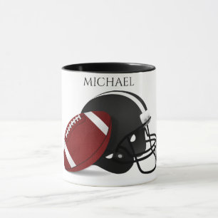 Football deux mugs tondus avec un nom personnalis