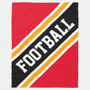 FOOTBALL Diagonaal Zwart Helder Rood Geel Strepen Fleece Deken