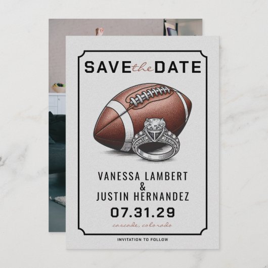 Football Diamond Save The Date (Voorkant / Achterkant)