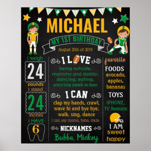 Football Eerste bord van Birthday-bord Poster