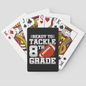 Football eerste dag 8e klas terug naar school pokerkaarten (Achterkant)