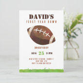 Football eerste jaar Down 1st Birthday Boy Kaart (Staand voorkant)