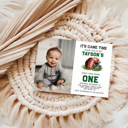 Football eerste jaar Down 1st Birthday Kaart