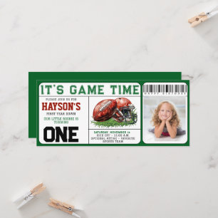 football eerste jaar down ticket 1e verjaardag kaart