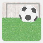 Football en doel vierkante sticker (Voorkant)