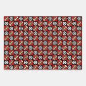 Football en Snowflake Red en Black Kerstmis Inpakpapier Vel (Voorkant)