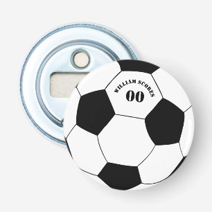 Football- en Voetbal-opener met naam en nummer Button Flesopener