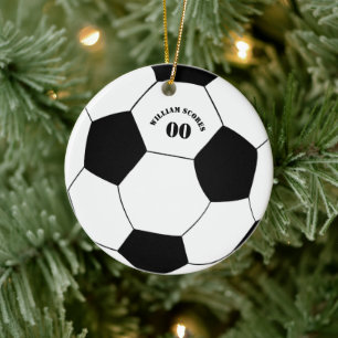 Football- en Voetbal-versiering met naam en nummer Keramisch Ornament