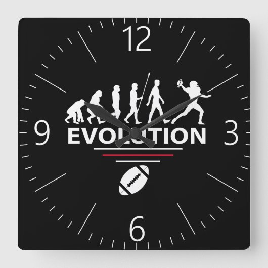 Football evolutie vierkante klok (Voorkant)