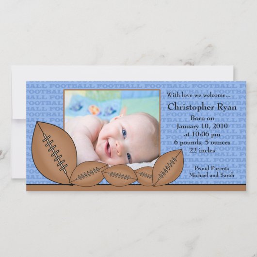 Football Faire-part de naissance photo garçon (Devant)