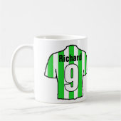 Football Fan Groen & Wit Gestreept Voetbal Shirt Koffiemok (Links)