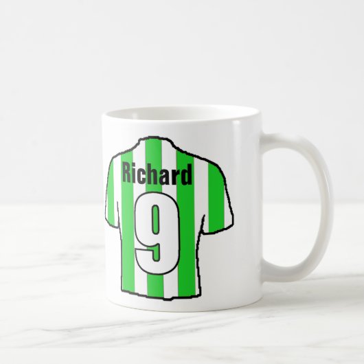 Football Fan Groen & Wit Gestreept Voetbal Shirt Koffiemok (Rechts)