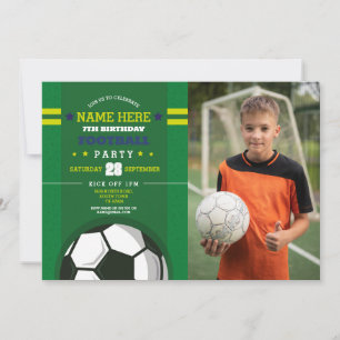 Football Feest Uitnodigen Verjaardagsjongens Foto Kaart