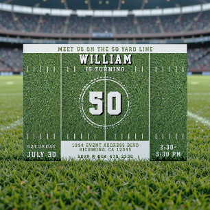 Football Field 50 Yard Line 50e verjaardagsfeest Kaart