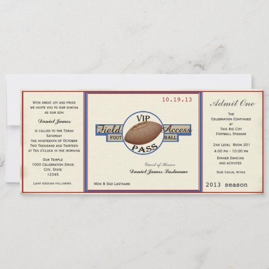  Football Field Pass Kaart (Voorkant)