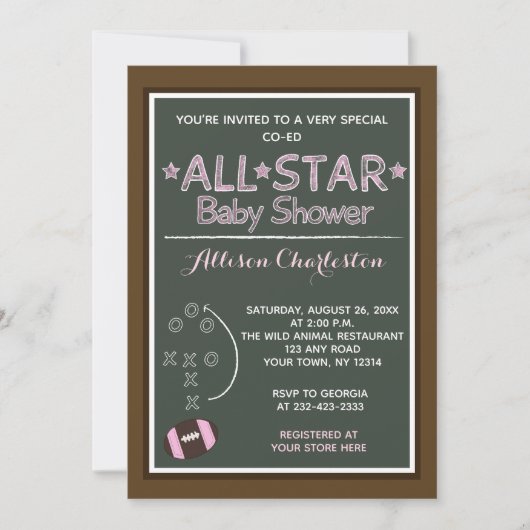Football Fille Sports Baby showers Invitations (Devant)