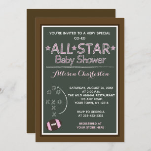 Football Fille Sports Baby showers Invitations