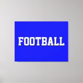 FOOTBALL Fun Bold Sporty White Text On Royal Blue Canvas Afdruk (Voorkant)
