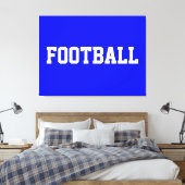 FOOTBALL Fun Bold Sporty White Text On Royal Blue Canvas Afdruk (Insitu (Slaapkamer))