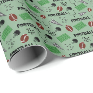 Football Fun op lichtgroen Cadeaupapier